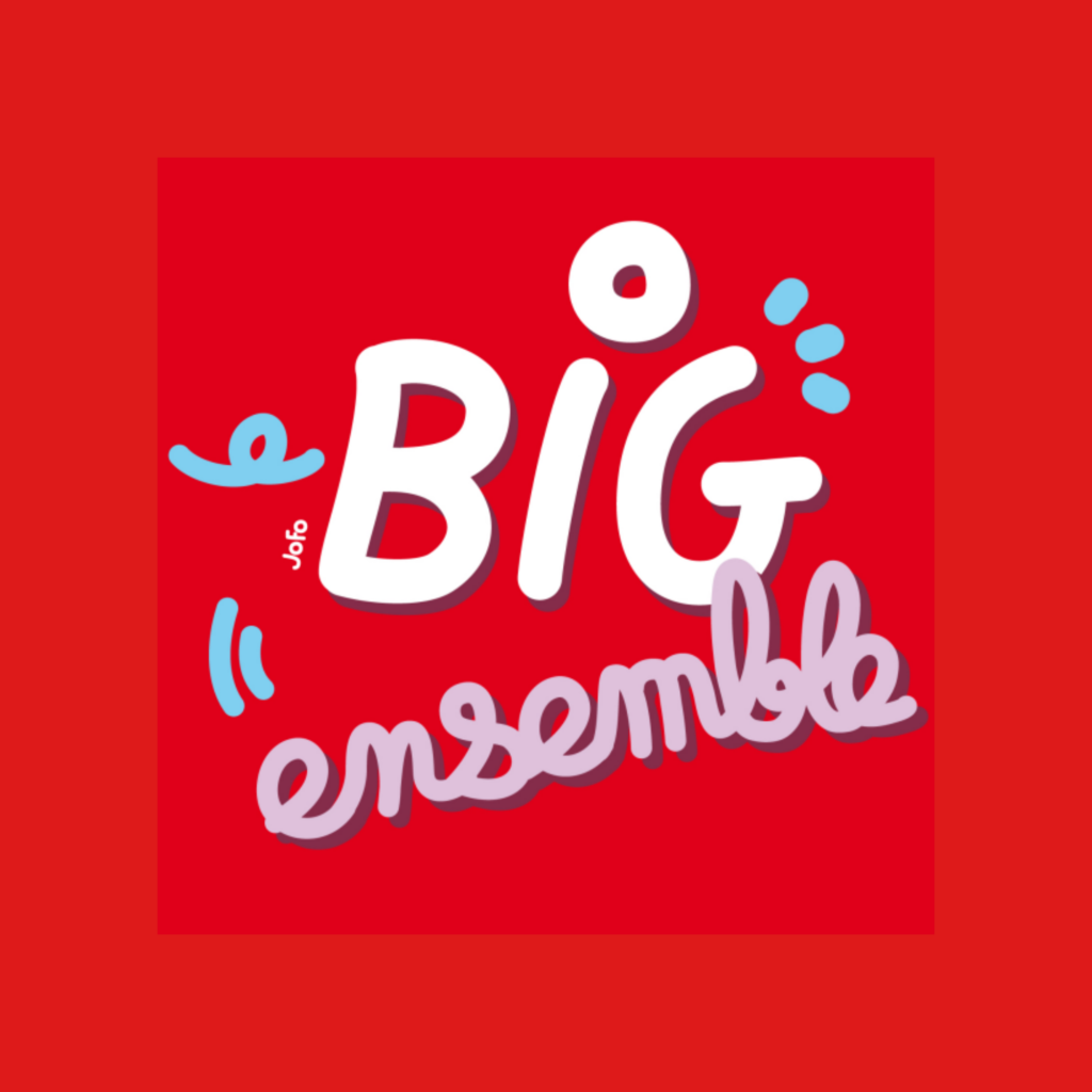 Logo "Big Ensemble" illustré en style graffiti sur fond rouge, un projet solidaire de l'association Big Impacts.